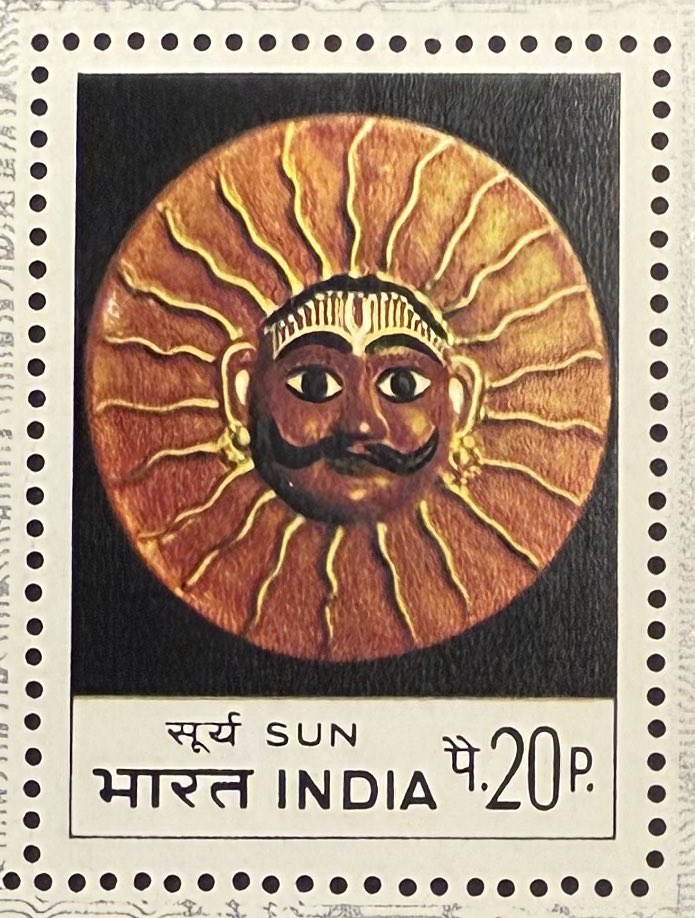 kishoreyala's tweet photo. Today’s India stamp is the Sun face mask stamp issued in 1973. 

#philately 
#stampcollecting 
#IndiaPost 
#Commonwealth
#postalmuseum 
#APS_stamps
#TheRPS
#IndiaSCPhil
 #postalmuseumsi https://t.co/mThCn39XGK