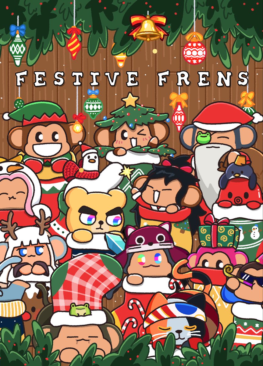 ChimpersHQ's tweet photo. It’s beginning to look a lot like Chimpmas… 

The Festive Frens Holiday Card Set goes live tomorrow! 

• 25 Festive Frens Cards
• Dual-Card Packs
• Holiday Reward &amp; Surprises 

Instant pack ripping for 1 week!  🎁 https://t.co/ogCkU25GJf