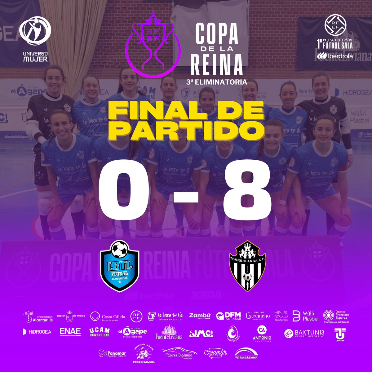 🔚 Final de la tercera eliminatoria de la Copa de la Reina

Melilla Ciudad del Deporte Torreblanca CF 8
La Boca Te Lía Futsal Alcantarilla 0

#blueeagles #partido #futbolsala #futbolsalafemenino #primeraiberdrolafs #nuestromomento #lbtl #lbtlfutsal #lbtlfutsalalcantarilla