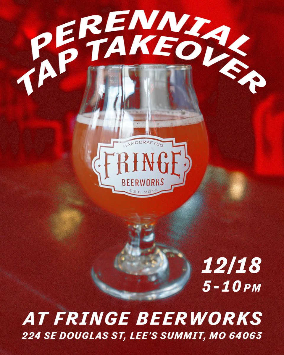 Perennial Artisan Ales (@perennialbeer) on Twitter photo 🍺🍻🍺🍻
Tap Takeover <a href="/fringebeerworks/">Fringe Beerworks</a>
12/18 from 5 -10pm
We will be featuring Abraxas + variants, Pils, City Red + so many of your Ptown favorites!
Come hang out with us, we will be there right at 5 🍺🍻🍺🍻
Tap Takeover <a href="/fringebeerworks/">Fringe Beerworks</a>
12/18 from 5 -10pm
We will be featuring Abraxas + variants, Pils, City Red + so many of your Ptown favorites!
Come hang out with us, we will be there right at 5