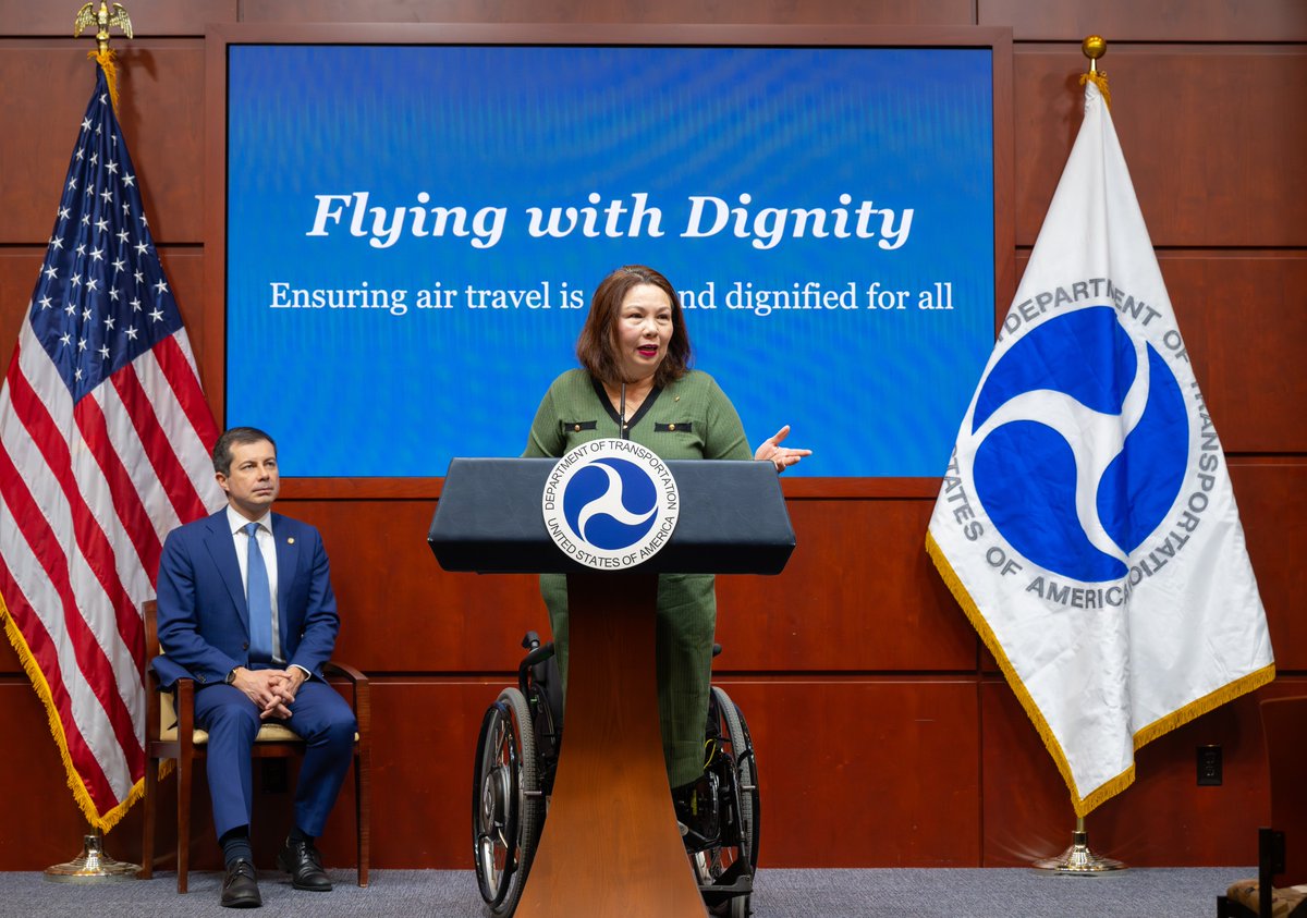 SenDuckworth's tweet image. Too often, airlines get away with treating passengers with disabilities as if our mobility doesn't matter.

With this new rule, we say: no more.

A new era of accountability in air travel begins.