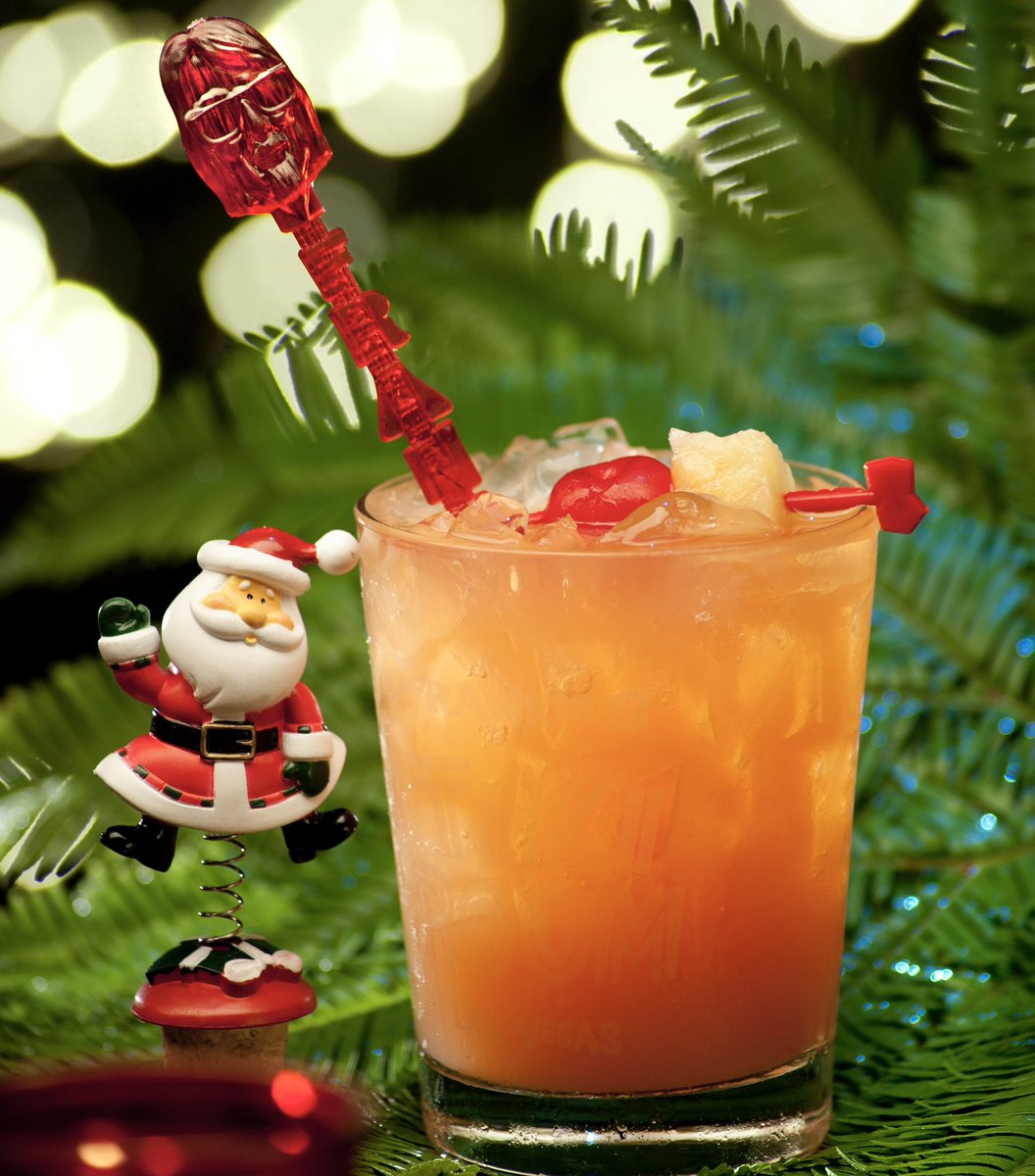 Stop by the bar for a delicious Santaloha, or make a few at home with the recipe from Frankie’s cocktail book Liquid Vacation. #tikidrinks #vegas #vegasbaby #holidaydrinks #christmascocktails #rum #rumdrinks #booze