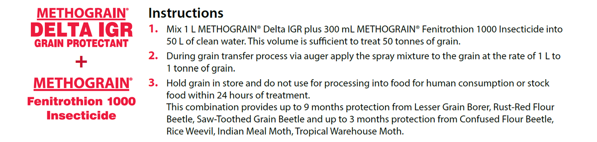 agnovatech's tweet photo. The word in the paddock is: Methograin Delta IGR Grain Protection Pack (1.3 L) is the easiest pack on the market to use, providing protection from all major grain pests in one treatment.
To find out more: https://t.co/ZPVMljNyQB https://t.co/bAnFW7lN98