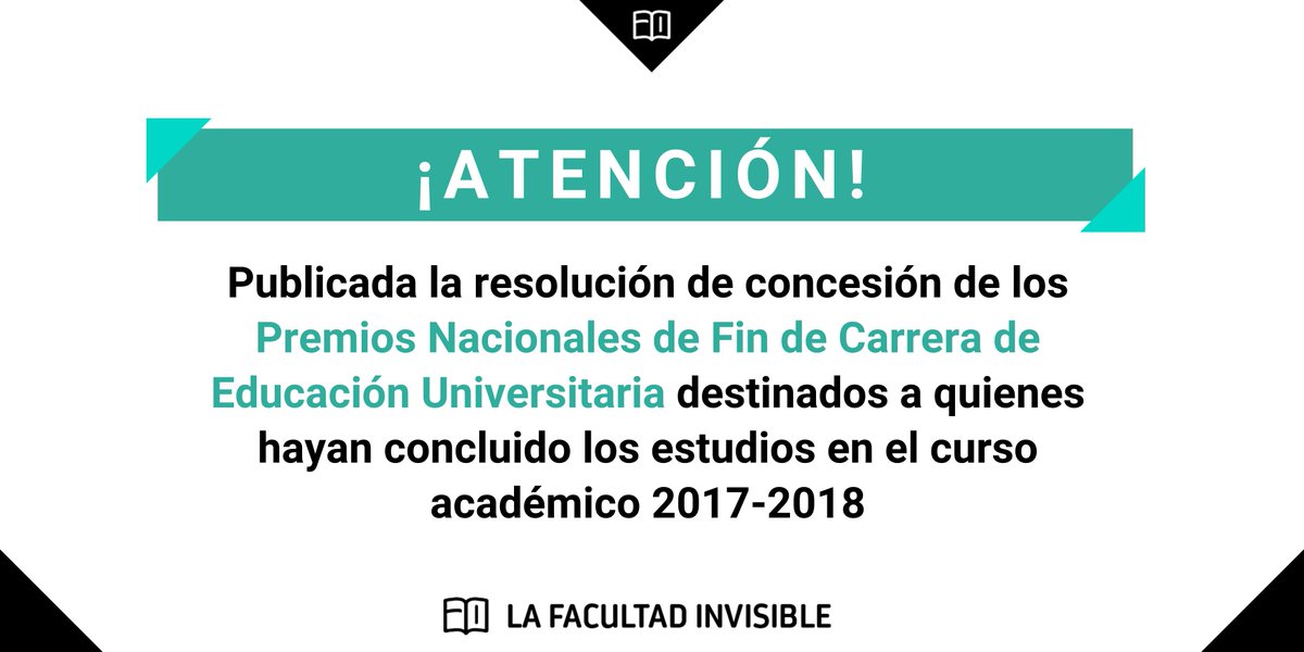 🏅 ¡POR FIN! Hoy se ha publicado la resolución de los Premios Nacionales de Fin de Carrera para los egresados en curso 2017-2018🎓
Resolución 👉ciencia.gob.es/Convocatorias/…
¡Enhorabuena a los premiados! A los que aún no seáis parte de #LFI, os esperamos con los brazos abiertos😉