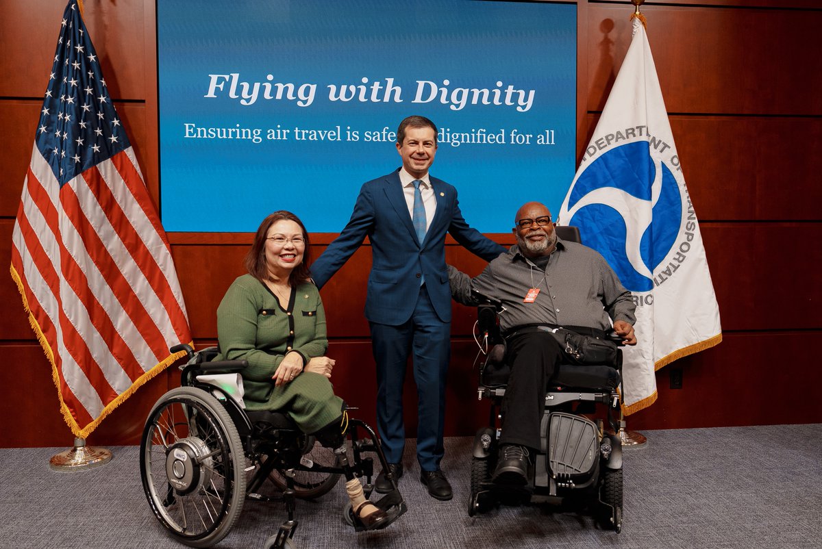 SenDuckworth's tweet image. Too often, airlines get away with treating passengers with disabilities as if our mobility doesn't matter.

With this new rule, we say: no more.

A new era of accountability in air travel begins.