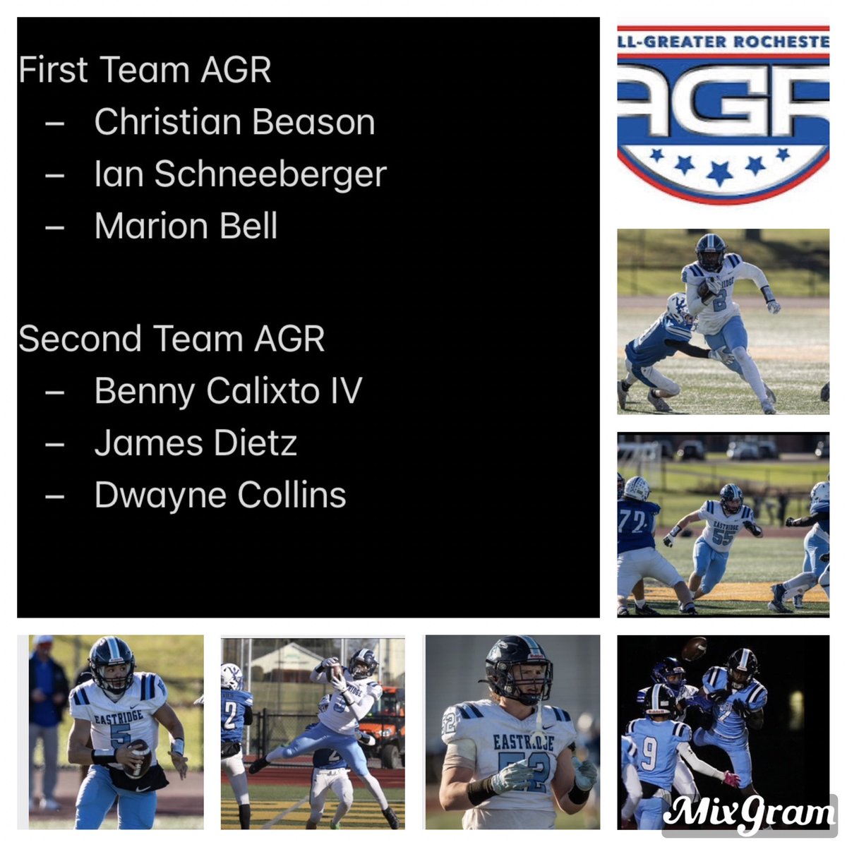 Congratulations to our Lancers who were selected to the  <a href="/DandC/">Democrat & Chronicle</a> All Greater Rochester 1st and 2nd Team! <a href="/IanSchnee21/">Ian Schneeberger</a> <a href="/BennyCalixtoIV/">Benny Calixto IV</a> <a href="/JamesDietz1452/">JamesDietz52</a> <a href="/Tugga83268918/">Christian Beason</a> Marion Bell Dwayne Collins <a href="/ERidgeLancers/">Eastridge Athletics</a> <a href="/EICSD/">East Irondequoit CSD</a> <a href="/Eastridge_EICSD/">Eastridge HS</a>