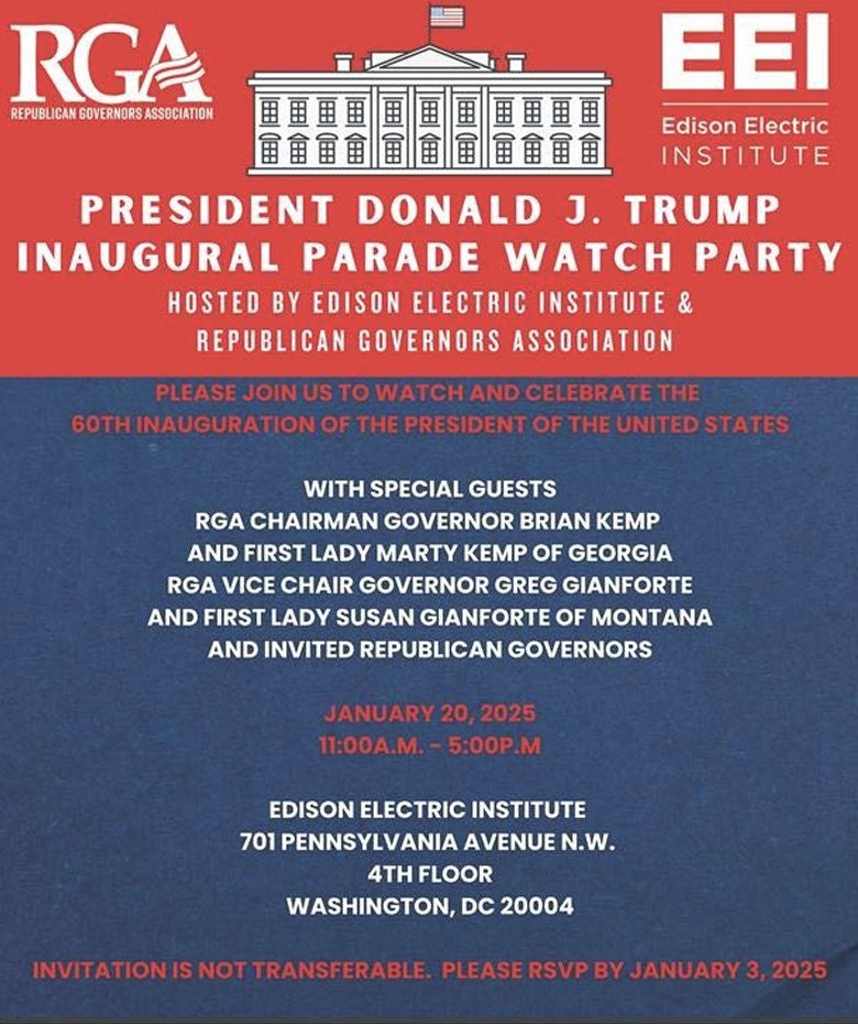 Matt_Kasper's tweet photo. EEI partnering with RGA for a fundraiser for Donald Trump's inauguration next month. 

Someone send me one of those $7,500 koozies! 

https://t.co/kiGS8KMJDi https://t.co/2gzOz0OE0u