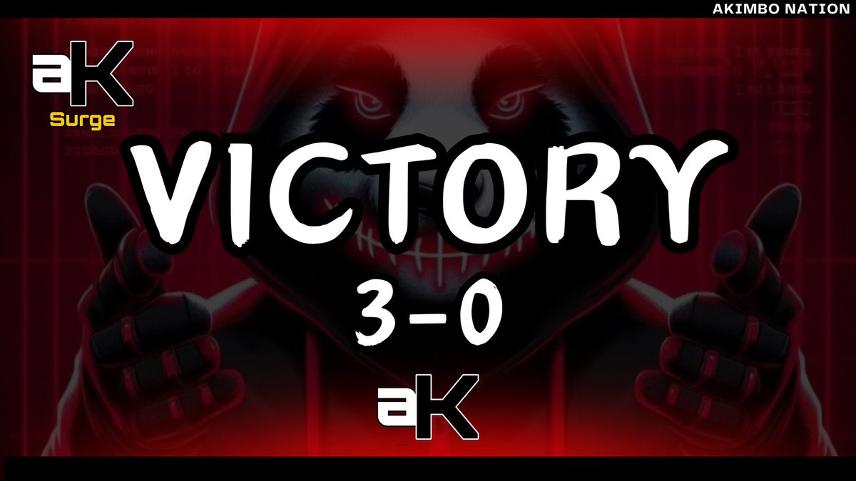 ANOTHER DUB!! 

Well Played to the Akimbo Surge boys who all did very well tonight as they wipe the floor with a 3-0 WIN!! <a href="/ESSynical/">Synical</a> GGs

Well done boys!!:
🥇Crunch
🥇Cinders
🥇Zeptxh
🥇Yuri