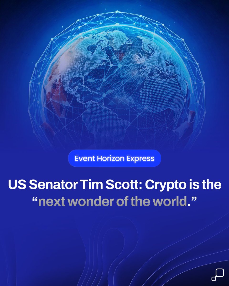 Event Horizon Express 🚀✨ Incoming U.S. Senate Banking Comittee Chair, Tim  Scott, has called crypo the “next wonder of the world”.  #EventHorizonExpress #Crypto #Blockchain #Pulsara