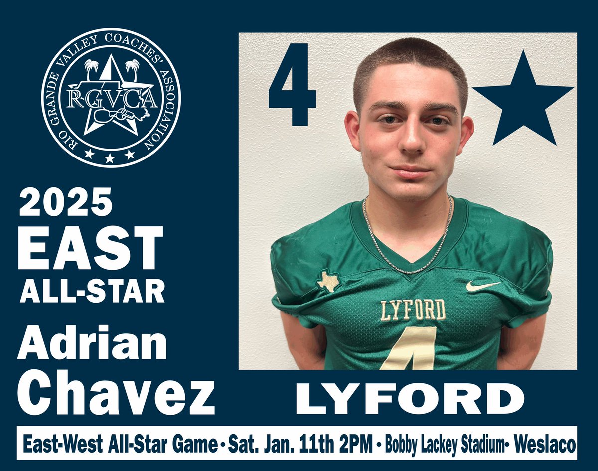 LyfordFootball's tweet photo. Congratulations to Adrian Chavez!!  RGVCA East All Star.   Bulldog Nation is extremely proud of you! https://t.co/v5BjuzCaRD