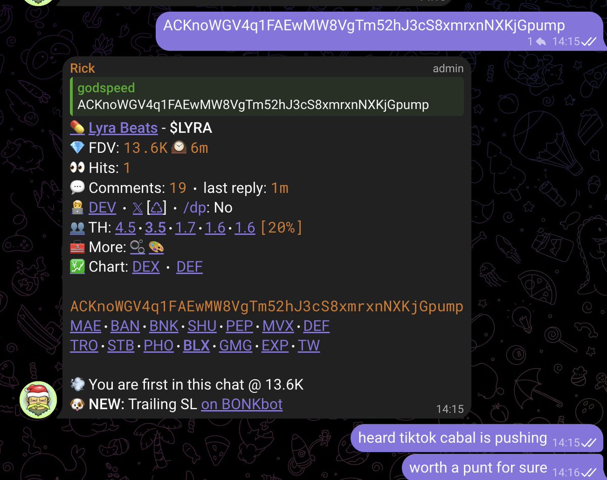 0xB00mer's tweet photo. called $lyra at 13k in my private tg, now calling it publicly at 52k https://t.co/m6QoYCAniH
