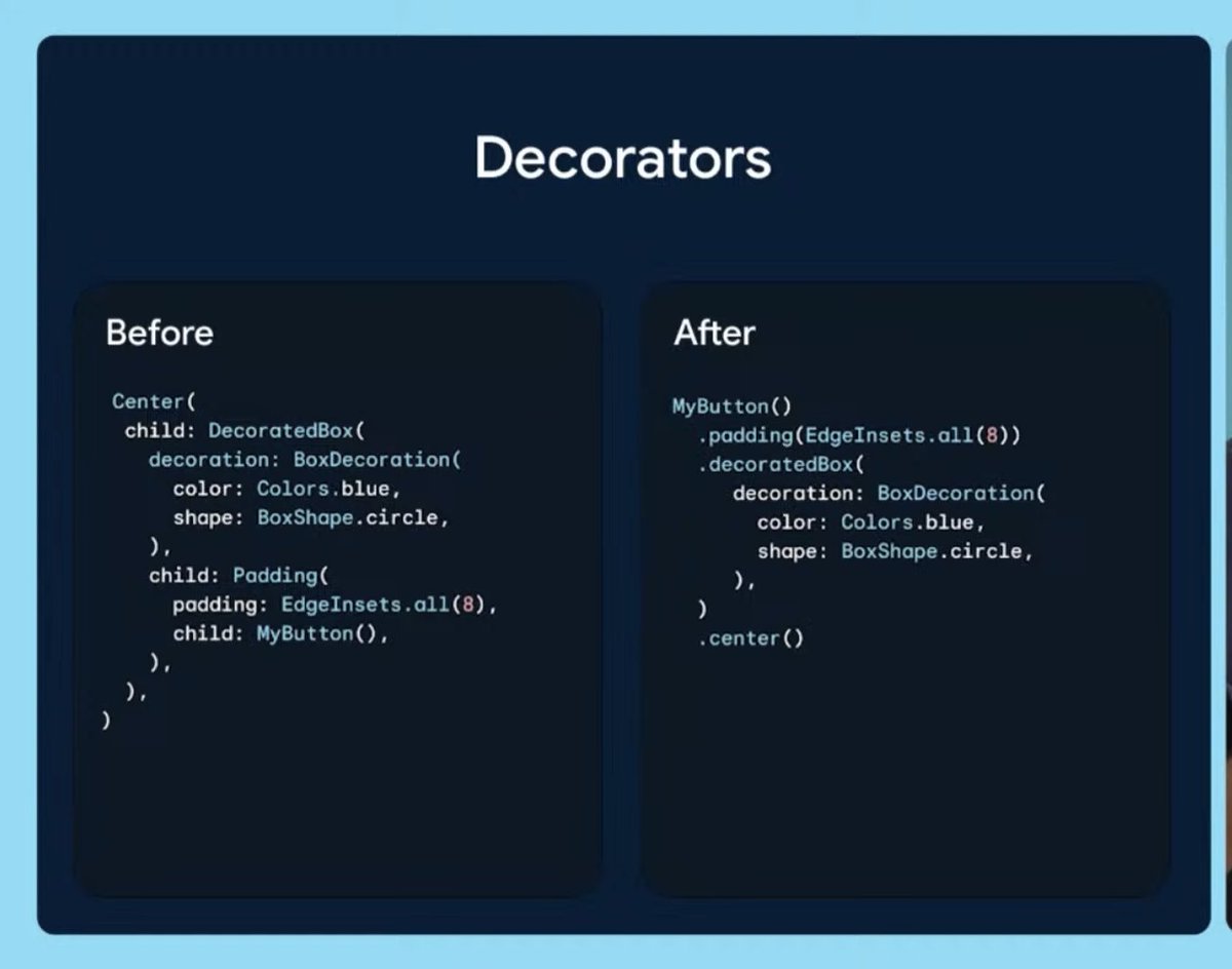 rbdog_v2's tweet image. FlutterがSwiftUI化するらしい💙
1. iOSっぽい表示が進化..再描画範囲とSwiftPM
2. Widetのコードをリアルタイムで表示確認できる..SwiftUIのプレビューみたい
3. ネイティブコードを呼び出しやすい..Swift言語,Kotlin言語
4. 新しい書き方..SwiftUIそのもの

#FlutterInProduction