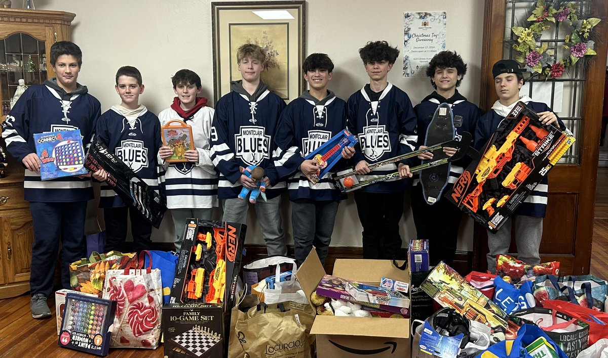 clocricchio's tweet photo. @ABC7 Love the story at the Mercy House toy drive!  The @MontclairBlues hockey program out of @montclairstateu collected toys and delivered them this past weekend. https://t.co/eX7v4iN7QM