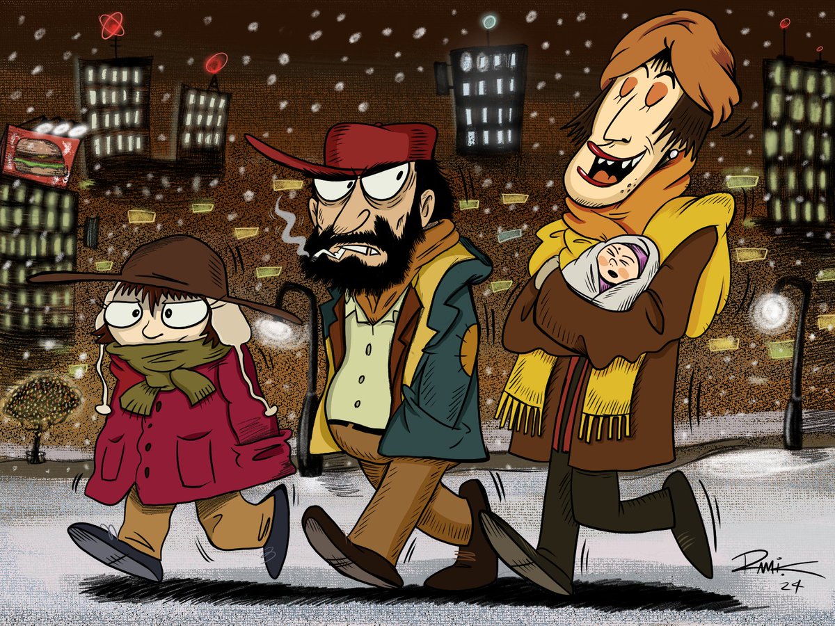 3 bums and a baby

(Please watch Tokyo Godfathers, it's pretty good).