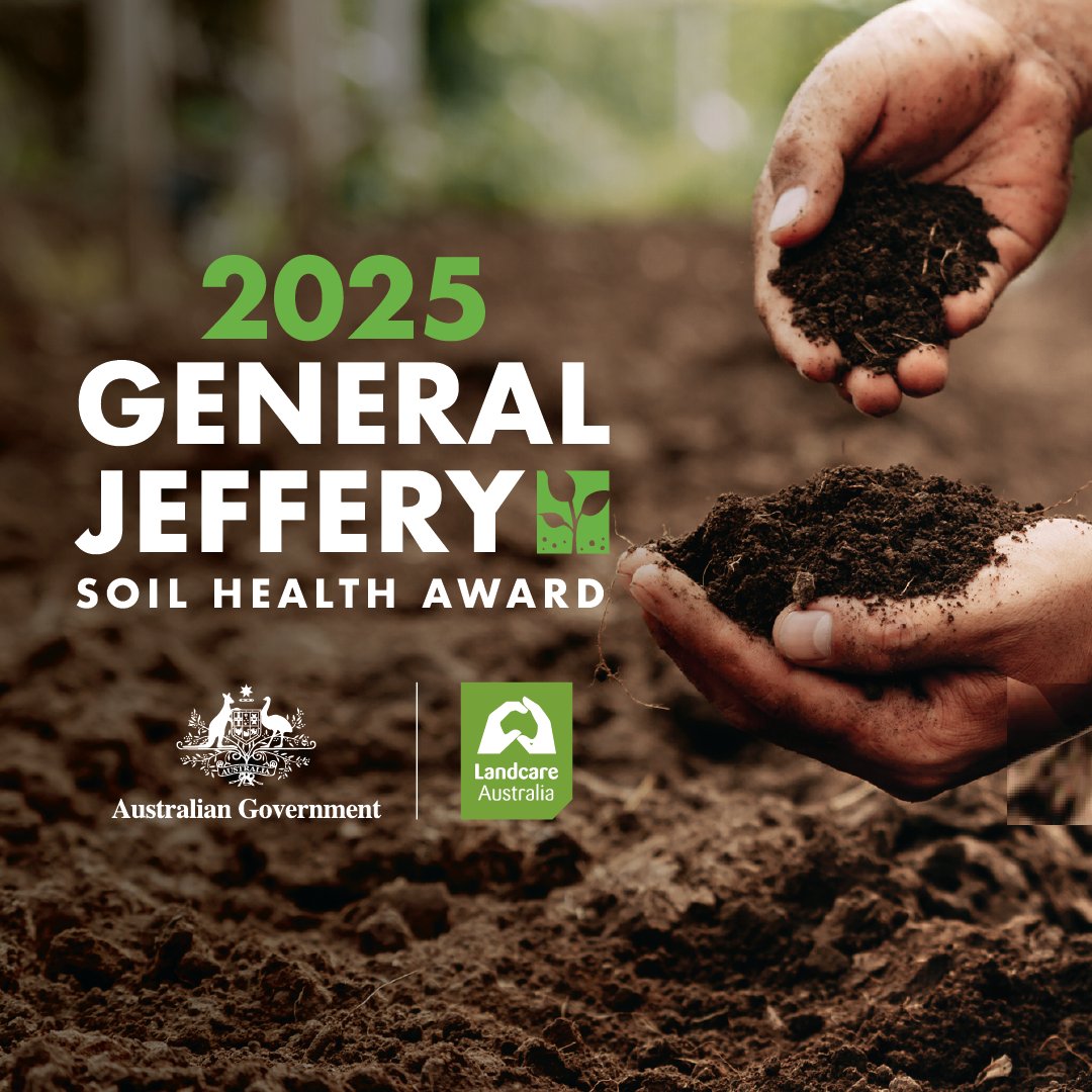 Nominate soil health lover for the 2025 General Jeffery Soil Health Award. The winner 🏆 will receive $20,000 (ex GST) 💰💰 to continue their work in soil health.  

Nominations close March 31 2025. 

Nominte here: landcareaustralia.org.au/soilhealthawar…