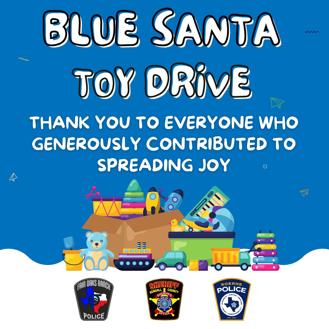 The Blue Santa Toy Drive has successfully concluded. A heartfelt thank you to everyone who generously contributed to spreading joy and cheer to families in need this holiday season.