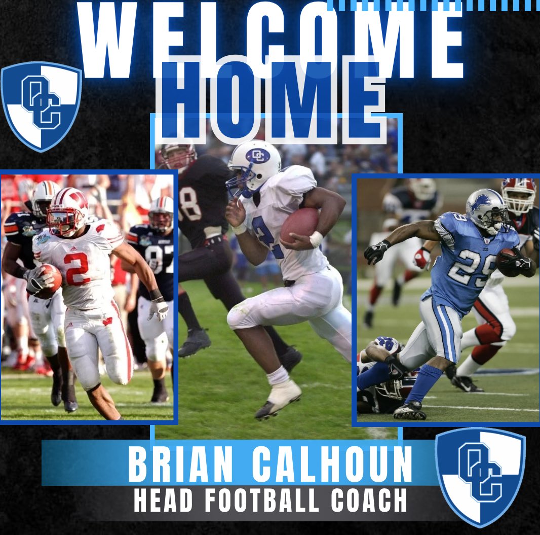 Knights Athletics (@athletics_ochs) on Twitter photo We are pleased to announce that ‘02 OC grad Brian Calhoun has been named Head Football Coach at Oak Creek HS. <a href="/brian_calhoun2/">Brian Calhoun</a> is excited to return home to the community that helped launch his legendary <a href="/BadgerFootball/">Wisconsin Football</a> & <a href="/NFL/">NFL</a> <a href="/Lions/">Detroit Lions</a> career! 💪things coming! LETS DO THIS COACH CAL We are pleased to announce that ‘02 OC grad Brian Calhoun has been named Head Football Coach at Oak Creek HS. <a href="/brian_calhoun2/">Brian Calhoun</a> is excited to return home to the community that helped launch his legendary <a href="/BadgerFootball/">Wisconsin Football</a> & <a href="/NFL/">NFL</a> <a href="/Lions/">Detroit Lions</a> career! 💪things coming! LETS DO THIS COACH CAL