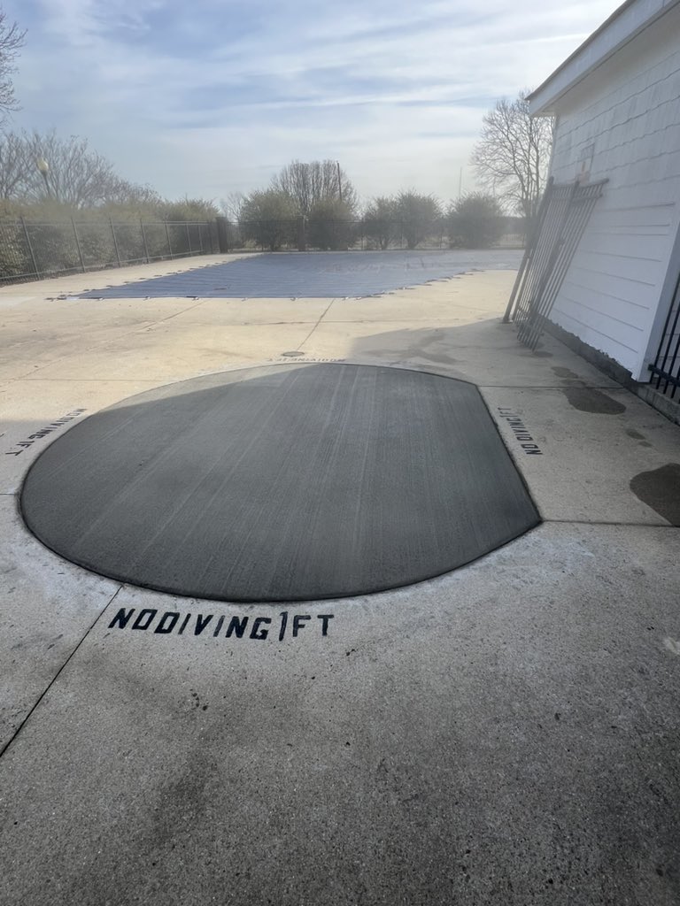 riverridgegolf's tweet photo. Wading pool is gone, soon to be a charcoal grill in this area. Also got a pool cover for the newly refinished pool. https://t.co/sAUv5Q1aHY