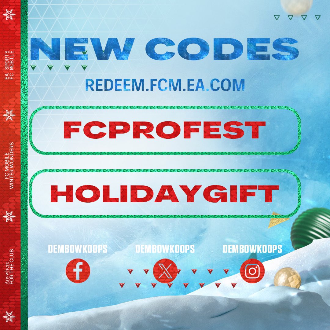 DembowKoops's tweet image. NEW REDEEM CODES
NUEVOS CÓDIGOS: 
▫️FCPROFEST
▫️HOLIDAYGIFT
CANJEAR AQUÍ: redeem.fcm.ea.com

RT POR FAVOR🔄
@tutiofifa @HDWolvie @Sappurit @SantiagoFCM @fifagreiff @fcmobileenews