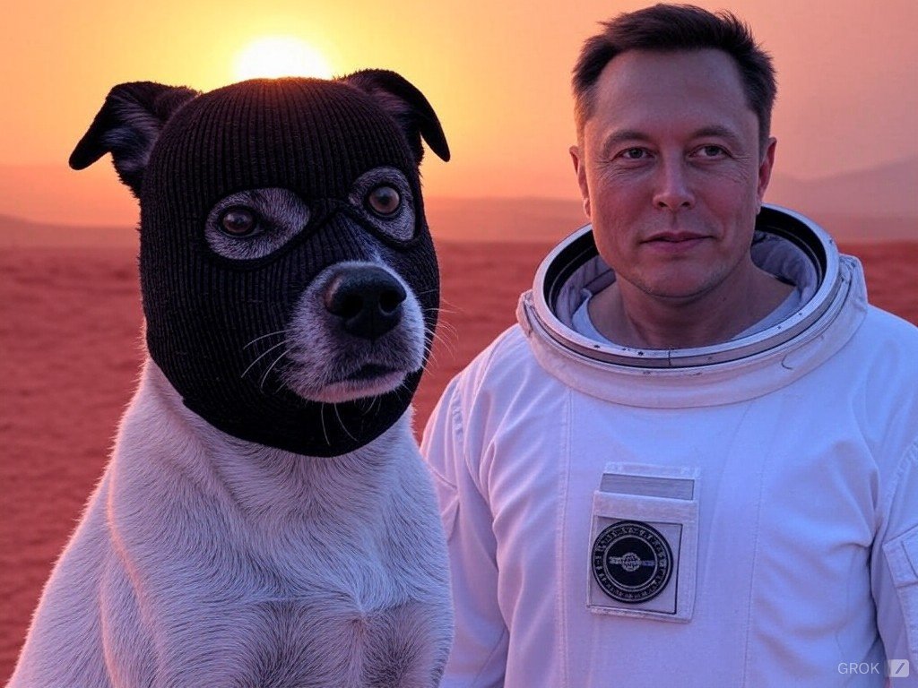 SKI_DogOfBase's tweet photo. @grok is very creative and the image is very detailed, it looks really natural, doesn't it @elonmusk? 
$SKI on Mars @Ski_CTO
Mask stays on.🐕🥷🚀 https://t.co/a6P4HNkrV0