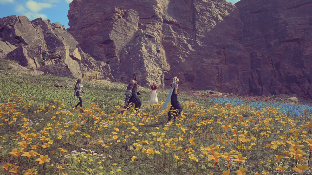 rtql8d's tweet photo. I like this scene from REBIRTH because even though she’s with friends, it illustrates how Aerith can still be in her own world #FF7RJourney24 https://t.co/Rg3JKbd60P
