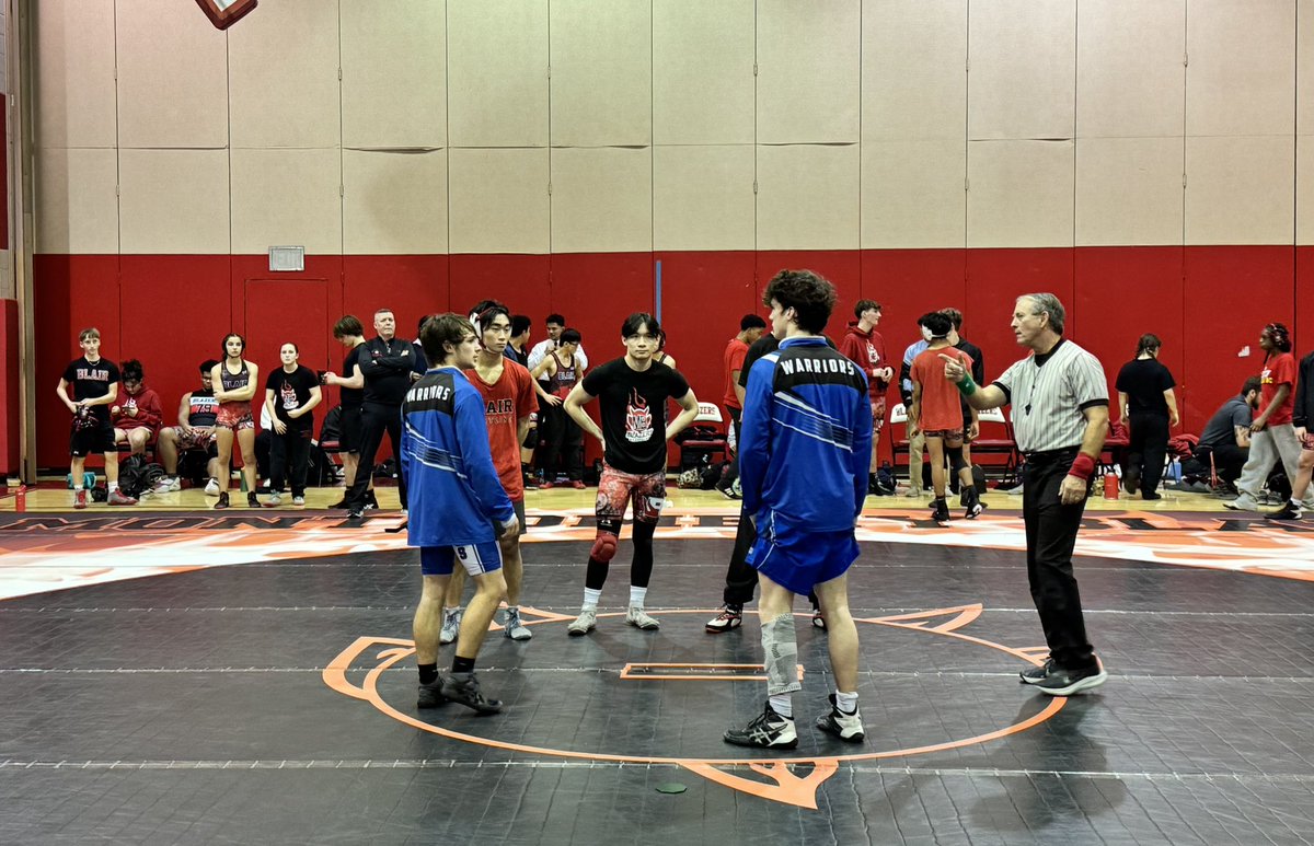 BlairAthletics's tweet photo. Home opener for Blair wrestling  tonight! Let’s go, Blazers! https://t.co/8hr9fk8paw