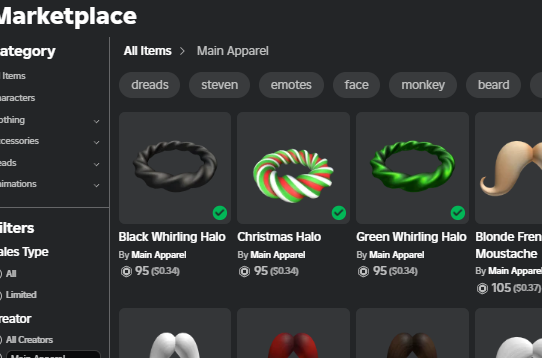 the first three whirling halos are here! 

=> roblox.com/catalog?Catego…

With a specific #christmas Halo!

More to come! 
#Roblox #RobloxUGC