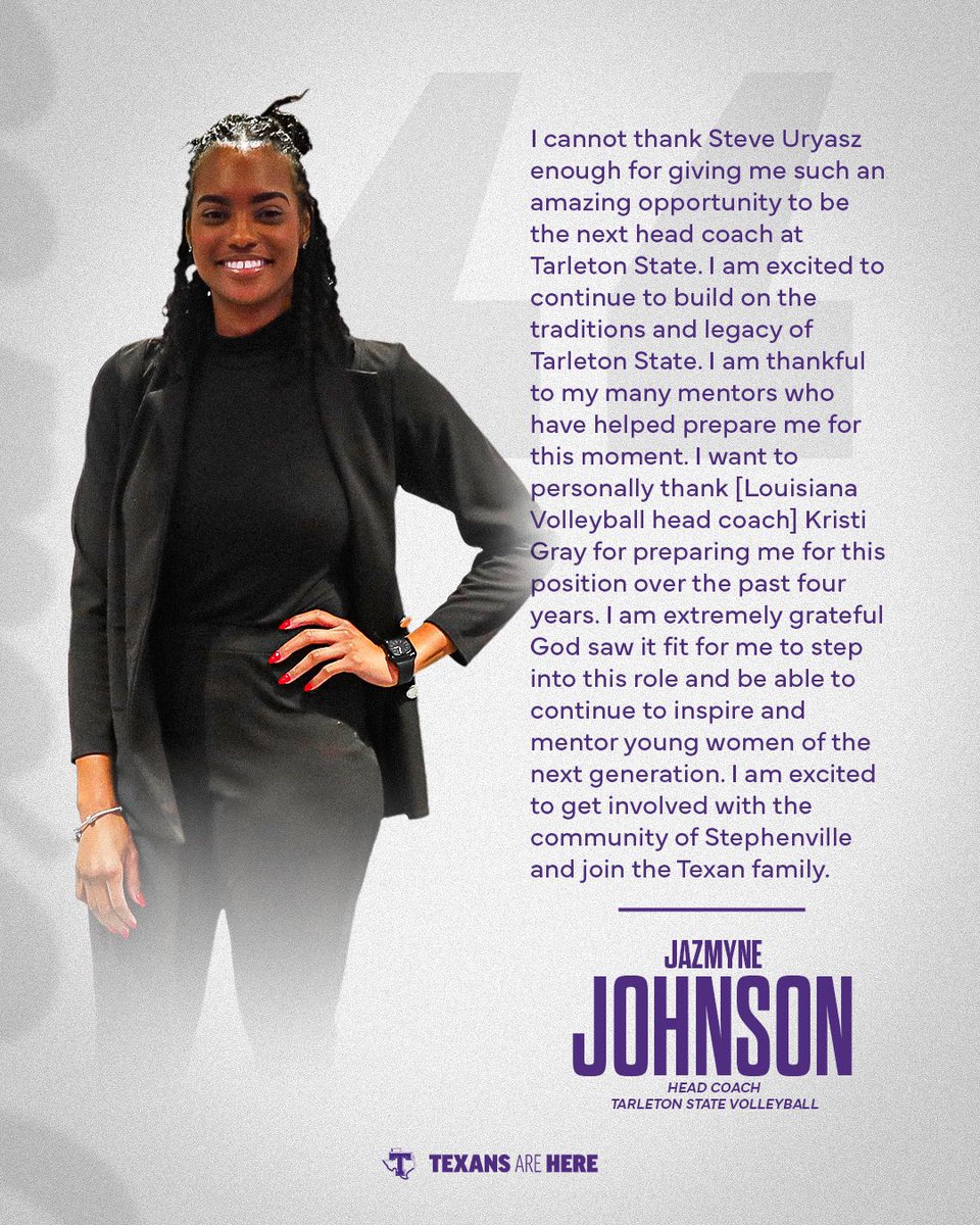 Tarleton State Volleyball (@tarletonvb) on Twitter photo โI am excited to continue to build on the traditions and legacy of Tarleton State.โ ๐ฃ๏ธ
Check out <a href="/_jazjohnson/">Jaz Johnson</a>โs full message!
#TexansAreHere โI am excited to continue to build on the traditions and legacy of Tarleton State.โ ๐ฃ๏ธ
Check out <a href="/_jazjohnson/">Jaz Johnson</a>โs full message!
#TexansAreHere