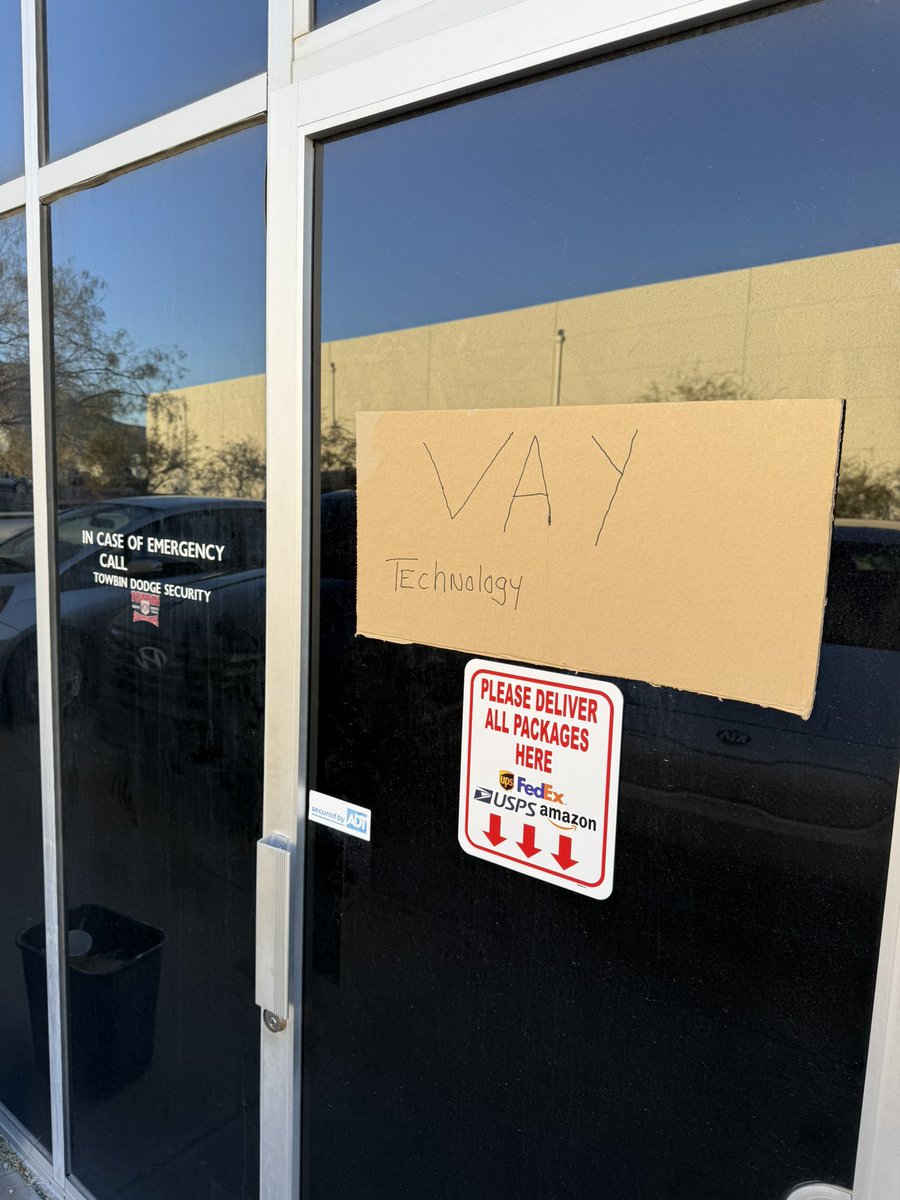 Epic branding for <a href="/vay_io/">vay.io</a>’s secret warehouse location in Vegas where we are bringing up dozens of new vehicles in upcoming weeks which will be retrofitted to be remotely controlled. Genuine startup vibe. Do you feel it?! 🚀😎