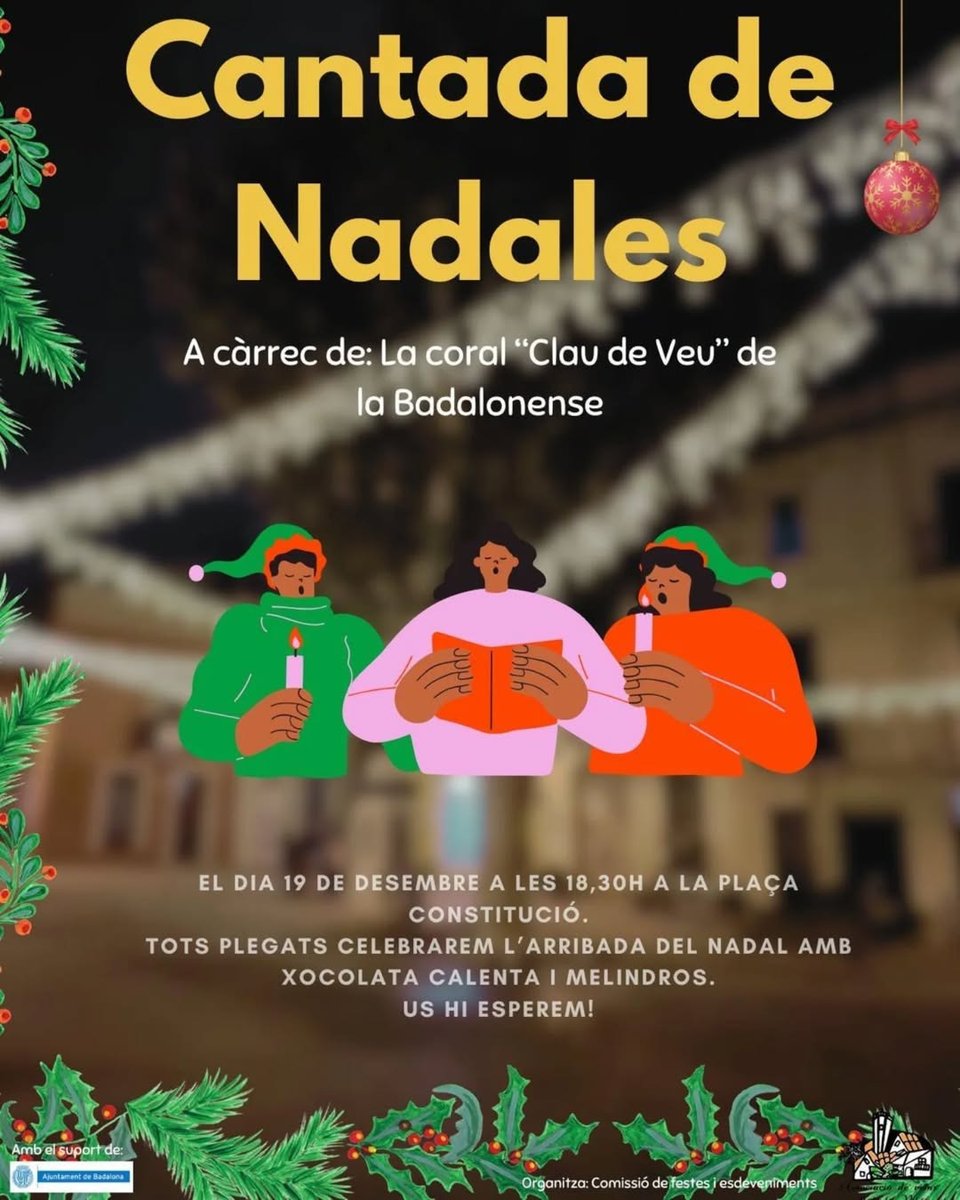 labadalonensesc's tweet photo. Ja arriba el Nadal i volem celebrar-lo com cal. Us hi apunteu?
#Badalona #cantcoral #cantaires #nadales #grupvocal #DaltlaVila https://t.co/Y36btVJfKn