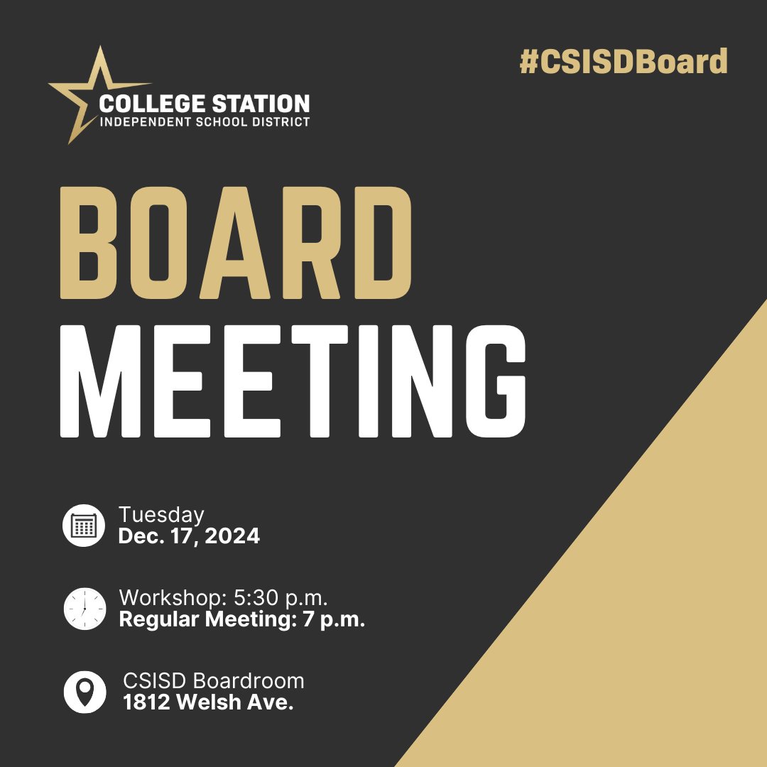 CSISD's tweet photo. The #CSISDBoard of Trustees is meeting for a workshop and a regular meeting tonight. Watch live: https://t.co/SOI20k5Ro0 https://t.co/C59WC7VMCw