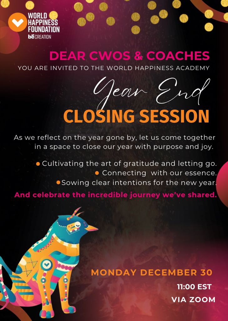 As the year comes to a close, we at the World Happiness Academy invite you to join us in a meaningful Year-End Closing Session to reflect, connect, and celebrate the incredible journey we’ve shared.

Zoom Link: happinessagora.zoom.us/meeting/regist…
