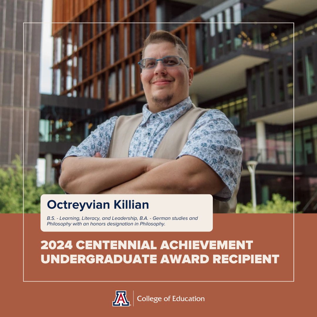 🎉 Congrats to Octreyvian Killian, Learning, Literacy, and Leadership student, on earning the UA Centennial Achievement Undergraduate Award!
🔗news.arizona.edu/news/nine-stud…