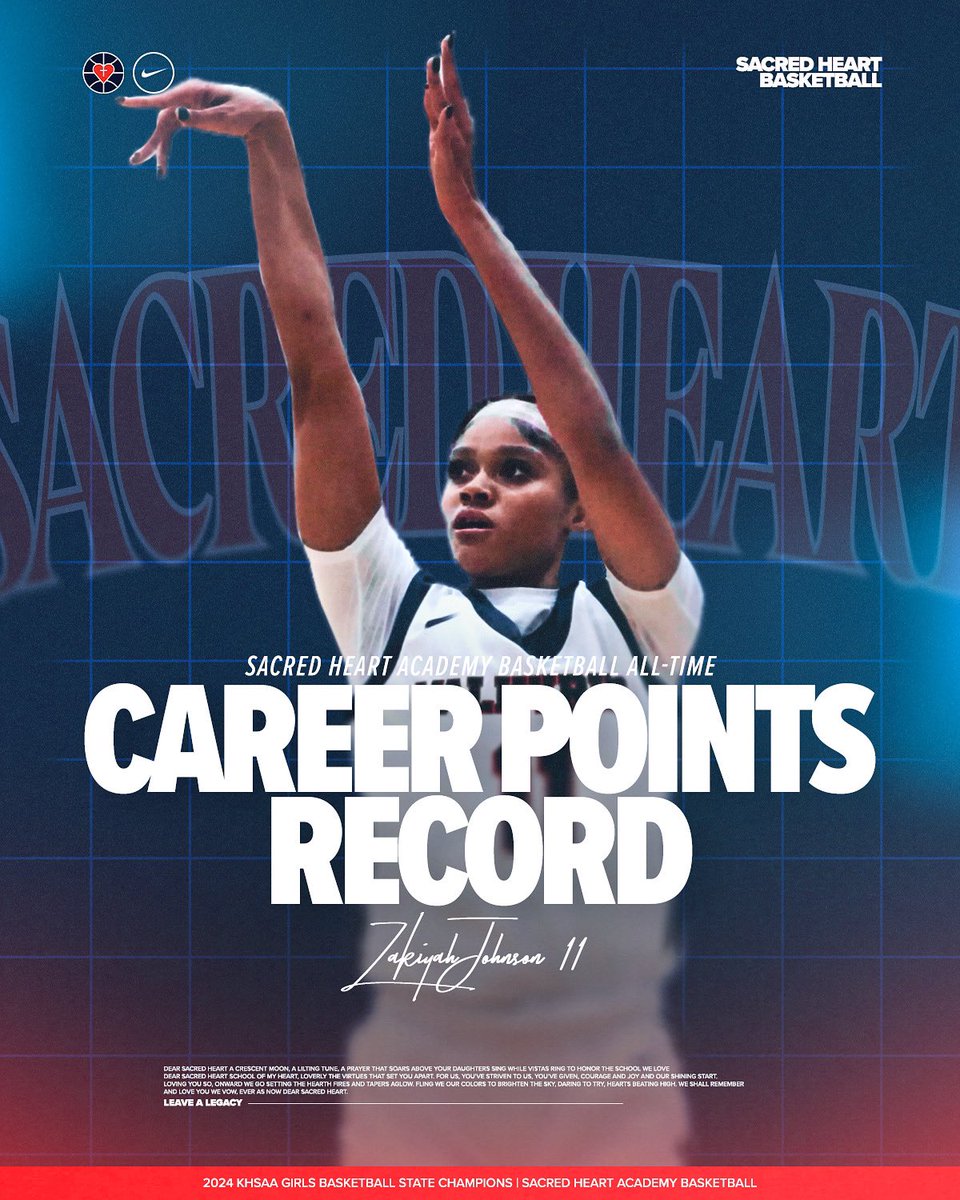Congratulations to ZaKiyah Johnson, the new all time leading scorer in Sacred Heart history! With her 2,378th point tonight ZaKiyah officially passes Crystal Kelly ‘04 who scored 2,377 points during her time.