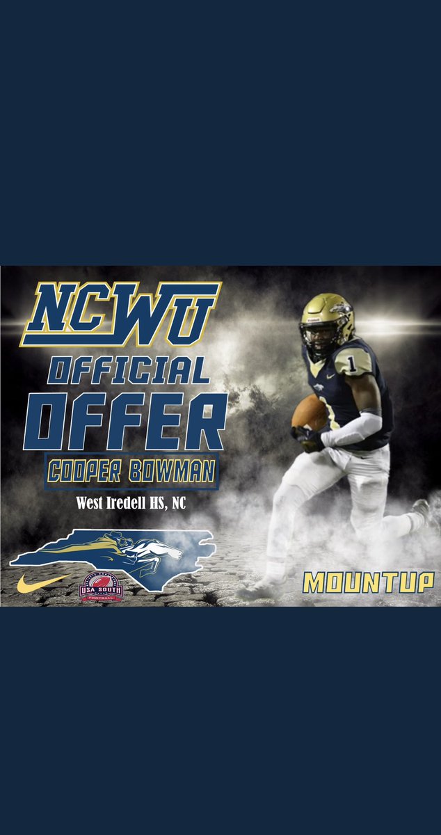 Cooper Bowman (@cooperbowman25) on Twitter photo After a great visit i’m blessed to announce that i’ve received an offer from NC Wesleyan University!! <a href="/CoachMcKinneyJr/">Quincy McKinney Jr., M.S.</a> <a href="/Coach_Filkovski/">Jeff Filkovski</a> <a href="/Coach_J_Clark/">Coach Justin Clark</a> <a href="/FB_CoachFitz/">Sean Fitzgerald</a> <a href="/WIHS_Football/">West Iredell High School Football</a> After a great visit i’m blessed to announce that i’ve received an offer from NC Wesleyan University!! <a href="/CoachMcKinneyJr/">Quincy McKinney Jr., M.S.</a> <a href="/Coach_Filkovski/">Jeff Filkovski</a> <a href="/Coach_J_Clark/">Coach Justin Clark</a> <a href="/FB_CoachFitz/">Sean Fitzgerald</a> <a href="/WIHS_Football/">West Iredell High School Football</a>