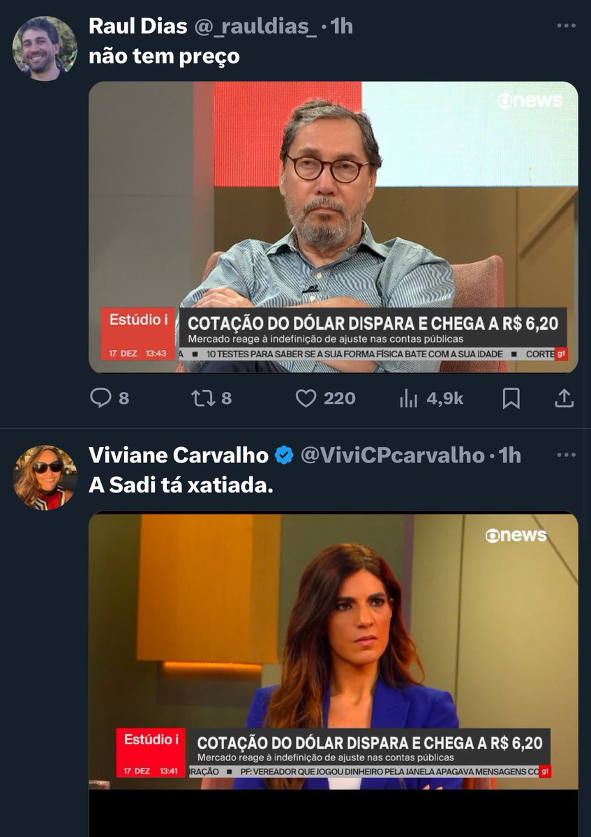 JuliaOrnelas's tweet photo. Merval e Sadi ouvindo o Daniel Souza falando todas as verdades sobre o dólar que bateu R$ 6,20

Esse governo acabou! https://t.co/lihZphIJBd