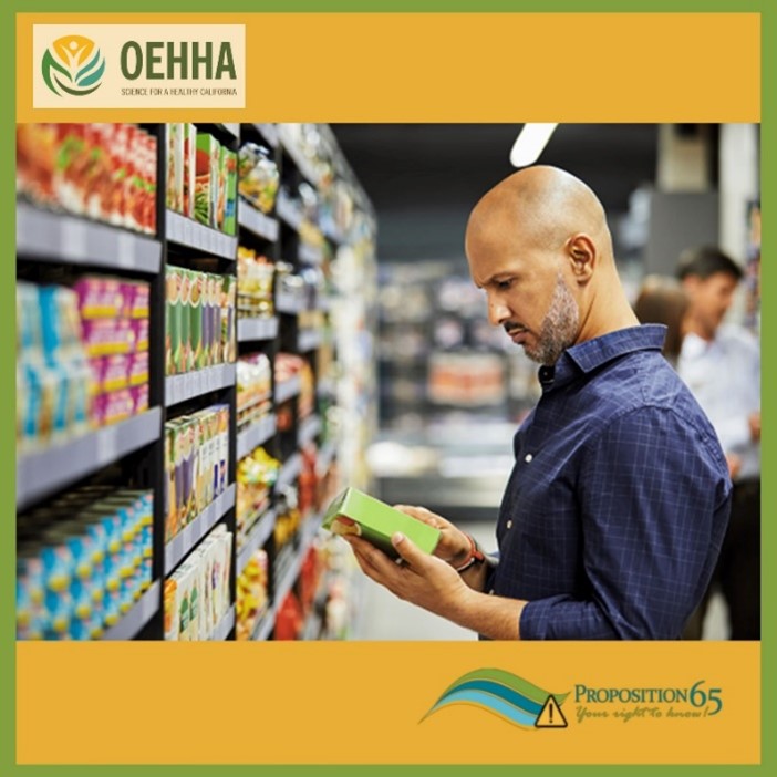 OEHHA's tweet photo. Is there a toxic chemical in your shopping cart? As of 2025, #Proposition65 warnings will name at least one chemical. This new labeling makes it easier for you to identify possible exposures and make informed choices at the checkout counter! https://t.co/WL3bJ3JGIv