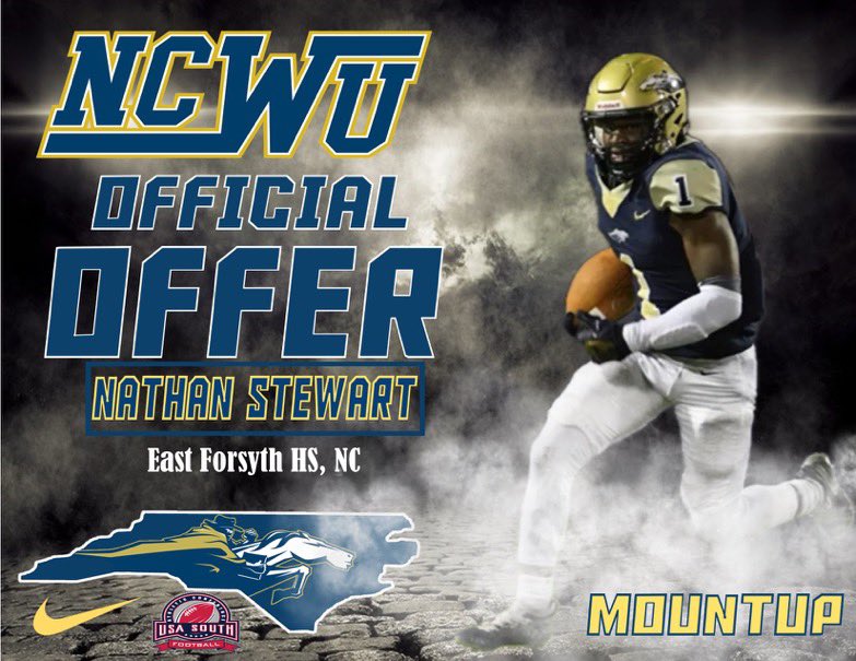 Nathan Stewart (@nate_stewart_) on Twitter photo After a great visit and talking with <a href="/CoachMcKinneyJr/">Quincy McKinney Jr., M.S.</a> , <a href="/Coach_J_Clark/">Coach Justin Clark</a>, <a href="/Coach_Filkovski/">Jeff Filkovski</a>, and <a href="/Coach_Adolph/">Matt Adolph</a> Iβm blessed to be offered from North Carolina Wesleyan University! <a href="/Whick_44/">Drew Whicker</a> <a href="/EFHS_Football/">East Forsyth Football</a> <a href="/CoachWillert/">Todd Willert</a> <a href="/CoachBryant14/">Coach Bryant</a> After a great visit and talking with <a href="/CoachMcKinneyJr/">Quincy McKinney Jr., M.S.</a> , <a href="/Coach_J_Clark/">Coach Justin Clark</a>, <a href="/Coach_Filkovski/">Jeff Filkovski</a>, and <a href="/Coach_Adolph/">Matt Adolph</a> Iβm blessed to be offered from North Carolina Wesleyan University! <a href="/Whick_44/">Drew Whicker</a> <a href="/EFHS_Football/">East Forsyth Football</a> <a href="/CoachWillert/">Todd Willert</a> <a href="/CoachBryant14/">Coach Bryant</a>