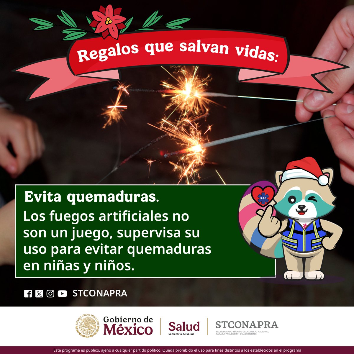🎆🔥Evita tragedias y disfruta las fiestas con responsabilidad: En México, 719 defunciones registradas en 2022 por #Quemaduras nos recuerdan el peligro de los cuetes
Opta por celebraciones seguras y protege a tus seres queridos
#RegalosQueSalvanVidas, no más riesgos
<a href="/RamiroLopezE/">Ramiro López Elizalde</a>