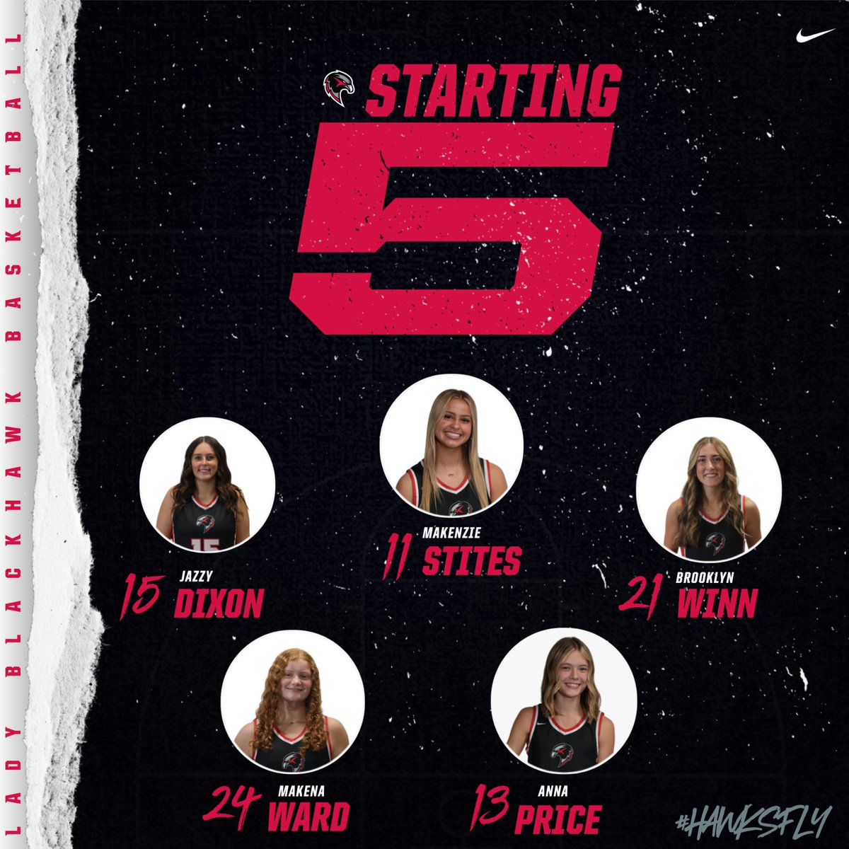 PRHS_LadyHawks's tweet photo. Game 13 starting lineup for the Lady Blackhawks!

#HawkFly https://t.co/RUSF3IOUp0