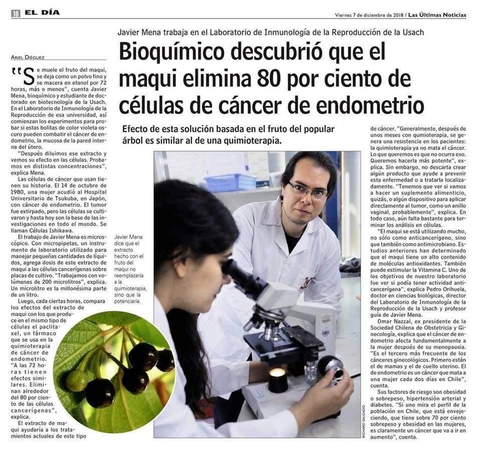 sebamawlen's tweet photo. Maqui elimina 80% de células de cáncer de endometrio. Efecto de esta solución basada en el fruto del popular árbol es similar al de una quimioterapia. https://t.co/clbn5wcSEV