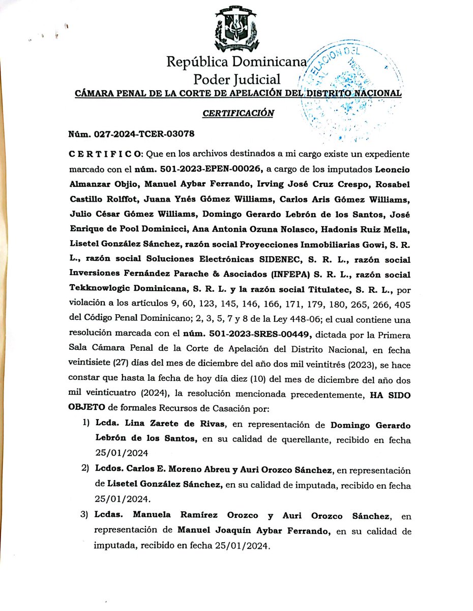 IRVINGJCRUZC's tweet photo. 2/2 Aquí la certificación de la secretaría de la corte en la que se establecen quienes recurrieron la decisión argumentada por los jueces para anular administrativamente la extinción de la accion penal, en ella no aparece mi nombre como recurrente. Sea usted el jurado. https://t.co/aOuFKYKfve