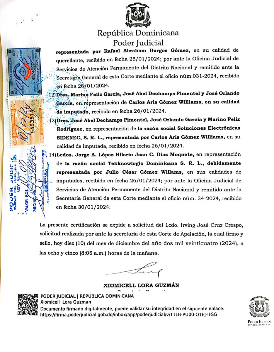 IRVINGJCRUZC's tweet photo. 2/2 Aquí la certificación de la secretaría de la corte en la que se establecen quienes recurrieron la decisión argumentada por los jueces para anular administrativamente la extinción de la accion penal, en ella no aparece mi nombre como recurrente. Sea usted el jurado. https://t.co/aOuFKYKfve