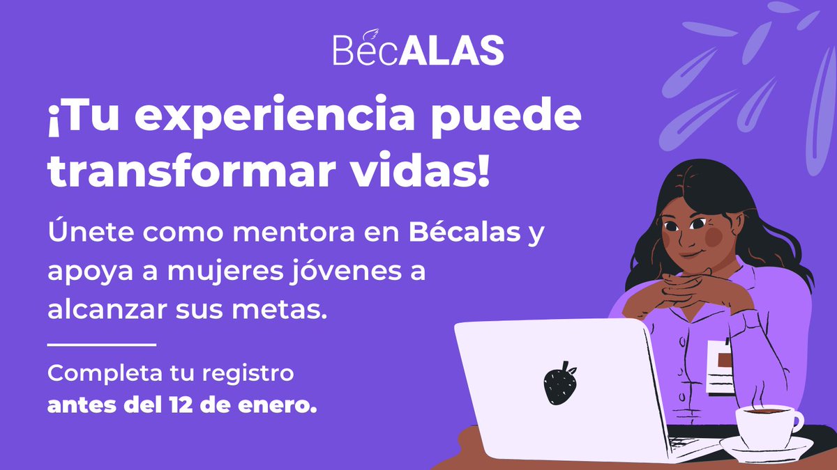 🌟 ¡Convocatoria abierta! 🌟 
Bécalas está buscando mentoras dispuestas a guiar a mujeres jóvenes hacia el éxito. Si tienes experiencia en liderazgo y emprendimiento, ¡tu conocimiento puede marcar la diferencia! 

💻Regístrate antes del 12 de enero en: forms.gle/1RJW9avzw9ouWL…