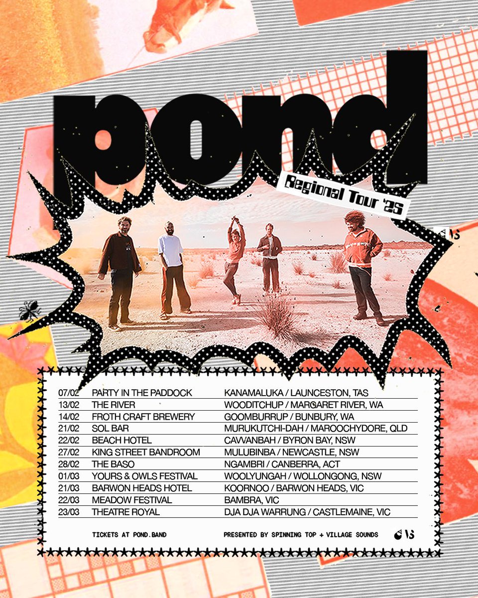 Spinning_Top's tweet image. ICYMI 🐝 @PONDband’s Aus regional tour was announced last week and tickets are on sale now, too!
Buy a friend (and yourself!) the gift of more live music in 2025 🎁
pond.band