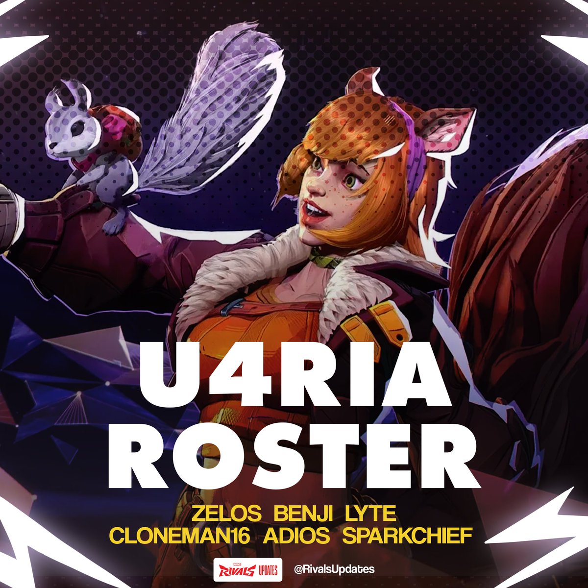 RivalsUpdate's tweet photo. After a strong performance in the beta tournament, @U4RIAGG will be the fourth team in the Marvel Rivals Invitational!

🔸 @ZelosFPS
🔸 Benji
🔸 @LyteFPS
🔸 @Cloneman16
🔸 @adiosbabibos
🔸 @SpaarkChief 

#MarvelRivals https://t.co/QRVhHgsxDR