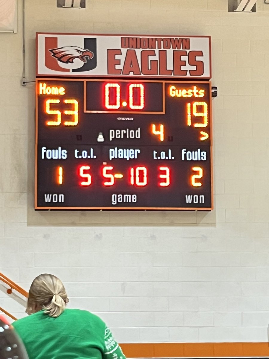 Uniontown Lady Eagles with their first home win 53-19 against Yates Center.
High scorers Reese Gorman 21, Marley Sutton 7, Ella Shelton 7