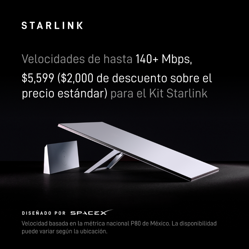 Starlink's tweet photo. Sin contratos a largo plazo.
Fácil de pedir en línea.