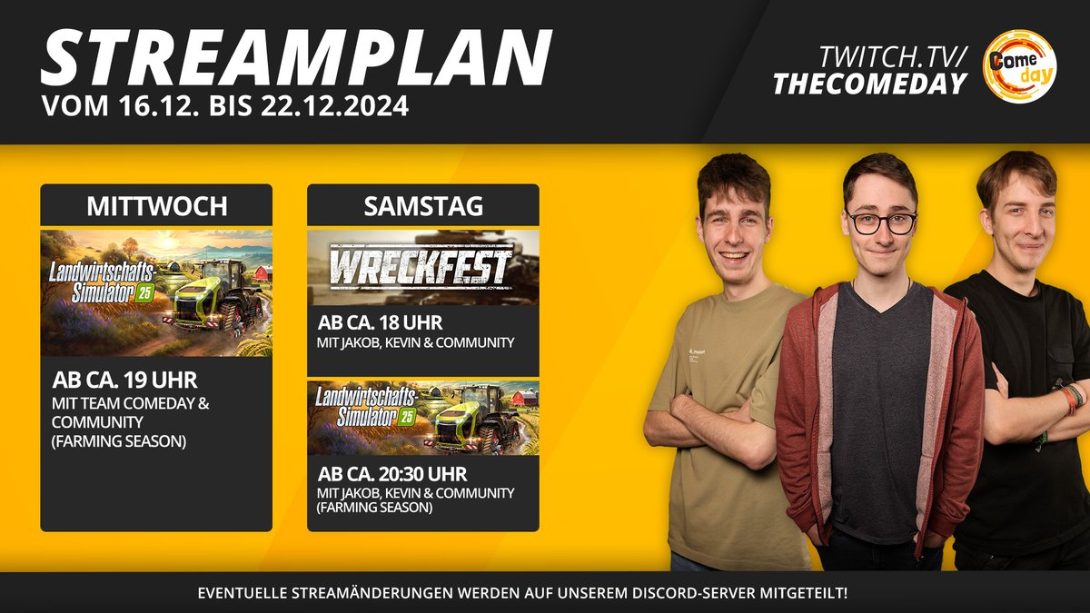 Weihnachten rückt langsam aber sicher näher, doch bevor es dann besinnlich wird, gibt's bei uns nochmal so richtig Action im #farmingsimulator25 und #Wreckfest 🤪😎