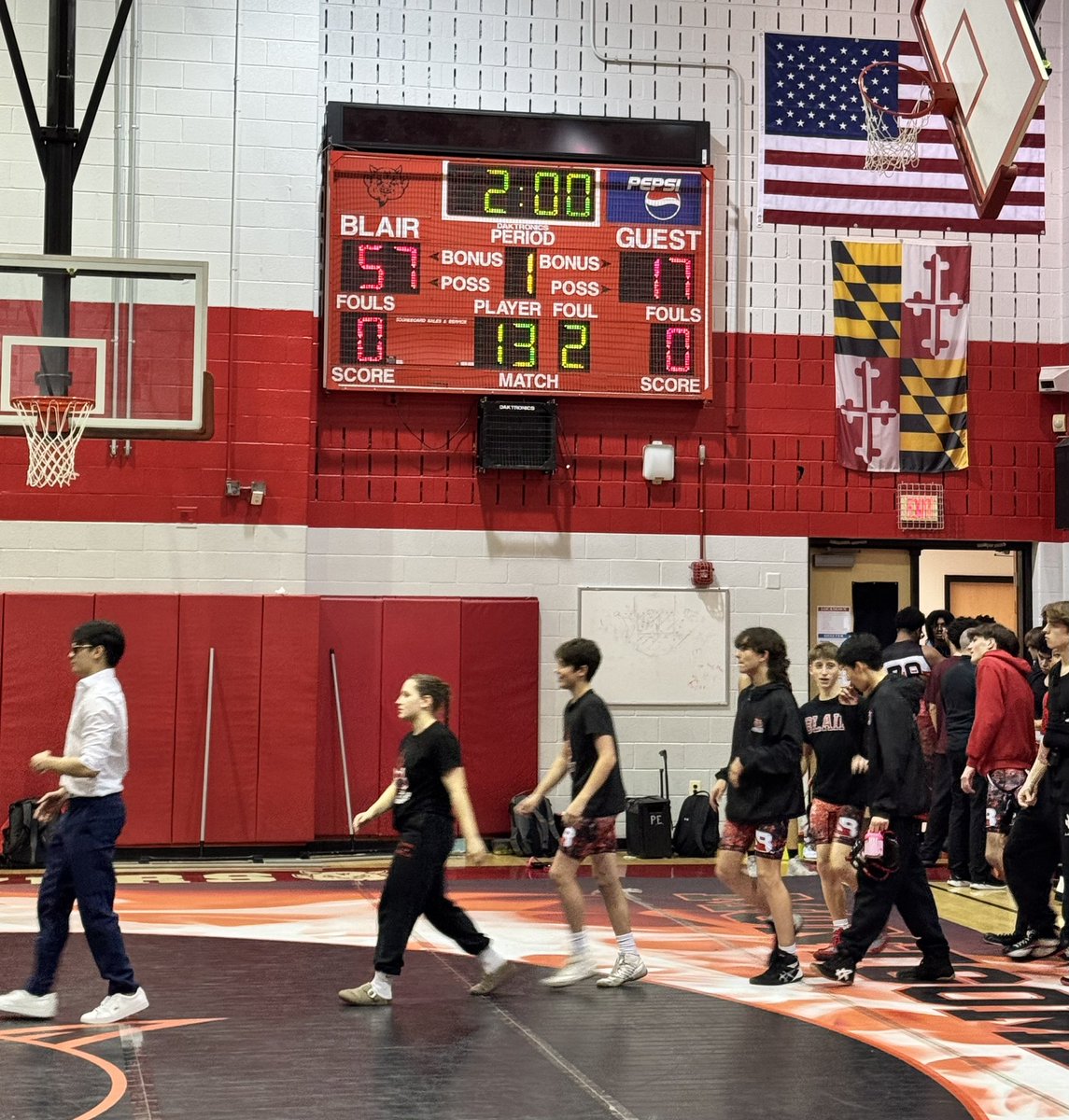 BlairAthletics's tweet photo. Wrestling with the win over Sherwood!! Well done, Blazers. And look at our coaches!! Blazer wrestling alumni Nimesh, Merv and Elias! Awesome all around. https://t.co/5pXDnwwdwK